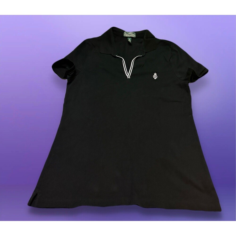 Ralph Lauren Women’s Black Polo with White Contrast Trim XL